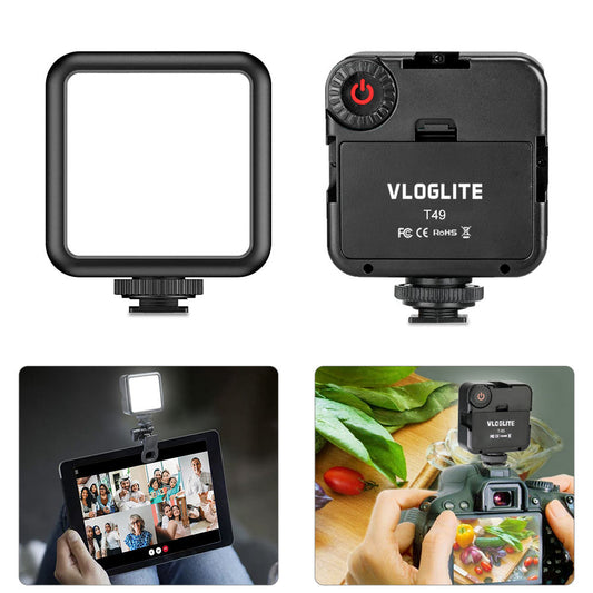 VLOGLITE T49 LED Video Light 5600K Portable Photography Photo Lighting Panel Mini Fill Lamp for Live Streaming