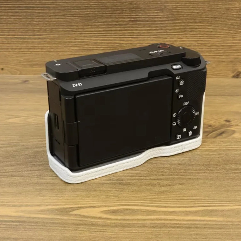 For Sony ZV-E1 Half Body Cover Genuine Cow Leather Camera Bottom Case with Battery Opening