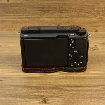 For Sony ZV-E1 Half Body Cover Genuine Cow Leather Camera Bottom Case with Battery Opening