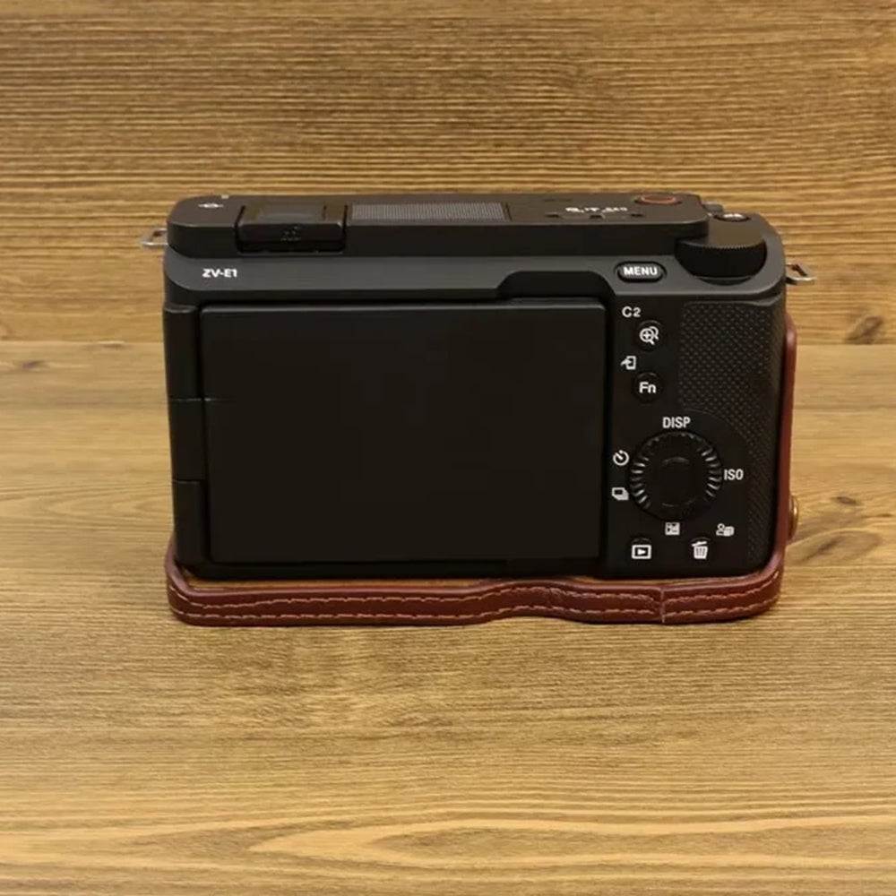 For Sony ZV-E1 Half Body Cover Genuine Cow Leather Camera Bottom Case with Battery Opening