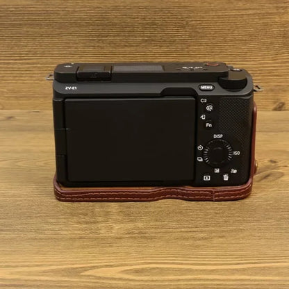 For Sony ZV-E1 Half Body Cover Genuine Cow Leather Camera Bottom Case with Battery Opening
