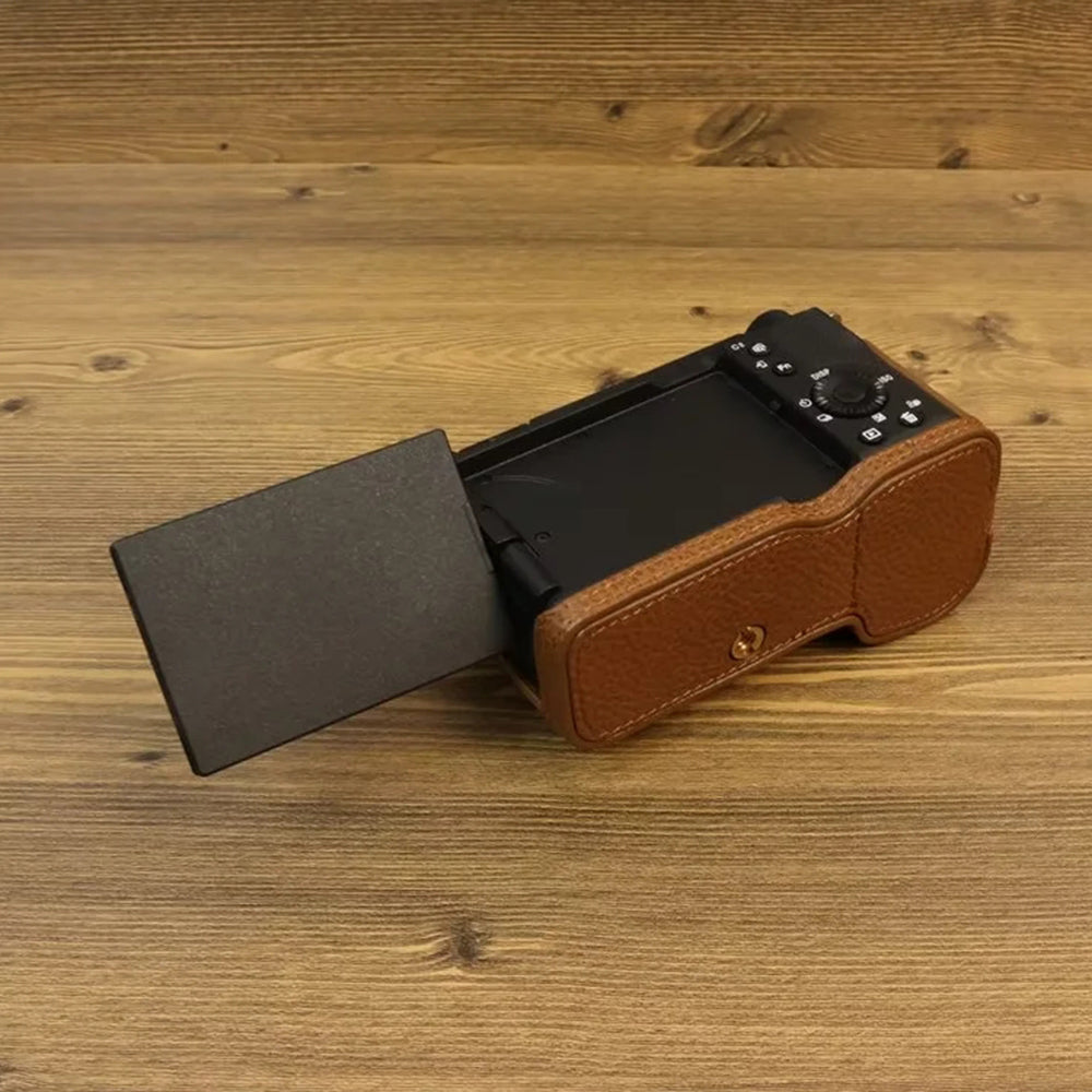 For Sony ZV-E1 Half Body Cover Genuine Cow Leather Camera Bottom Case with Battery Opening