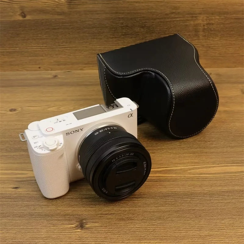 For Sony ZV-E1 PU Leather Camera Bag Battery Opening Protective Case with Small Bag