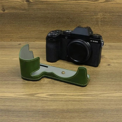 For Fujifilm X-S20 Anti-Scratch PU Leather Camera Bottom Cover Half Body Case Easy to Replace Battery