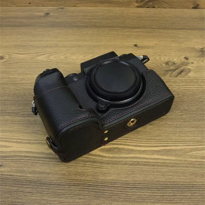 For Fujifilm X-S20 Genuine Cow Leather Camera Bottom Case Half Body Cover with Battery Opening