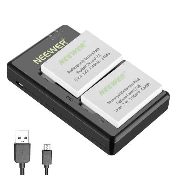 NEEWER LP-E8 Battery Dual 1140mAh Battery USB Charger Camera Accessories for Canon EOS 550D / 600D / 650D