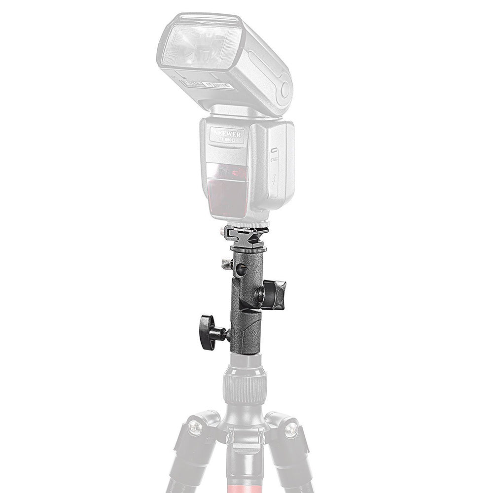 E005 Metal Flash Light Tripod Camera Mount Adapter with 3 / 8 to 1 / 4 Converter, Photography Reflector Holder with Umbrella Hole