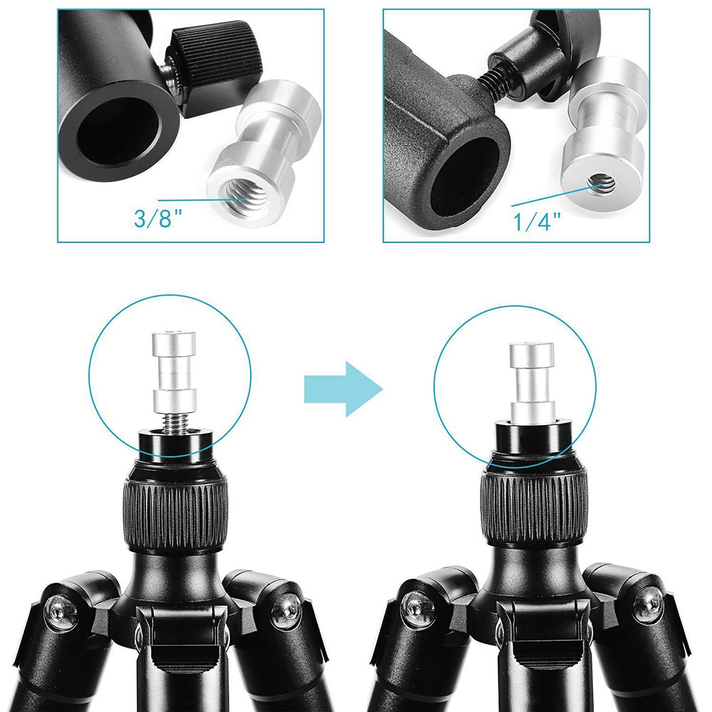 E005 Metal Flash Light Tripod Camera Mount Adapter with 3 / 8 to 1 / 4 Converter, Photography Reflector Holder with Umbrella Hole