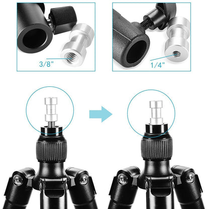 E005 Metal Flash Light Tripod Camera Mount Adapter with 3 / 8 to 1 / 4 Converter, Photography Reflector Holder with Umbrella Hole