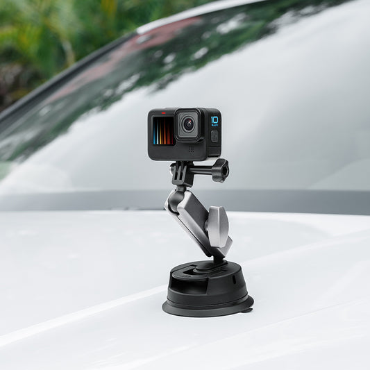 For GoPro Action Camera Car Mount Sucker Bracket Aluminum Alloy + Nylon Camera Phone Holder Stand