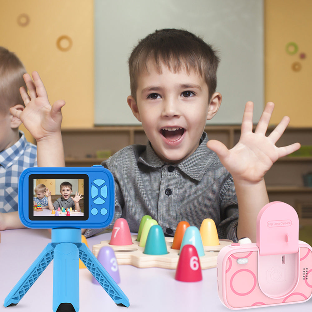 H19 2.4 inch Screen Children Camera 180-Degree Flip Camera Len with Tripod, Support 32G Memory Card