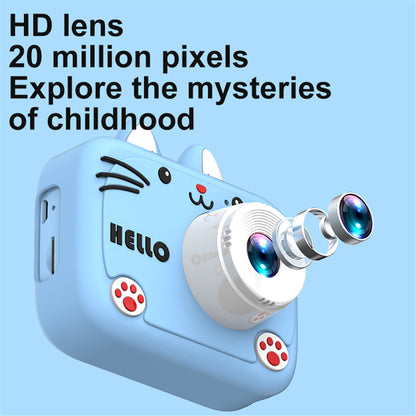 Cartoon Cat Shape Photo Video Kids Digital Camera 2.0-inch IPS Screen HD Dual Camera