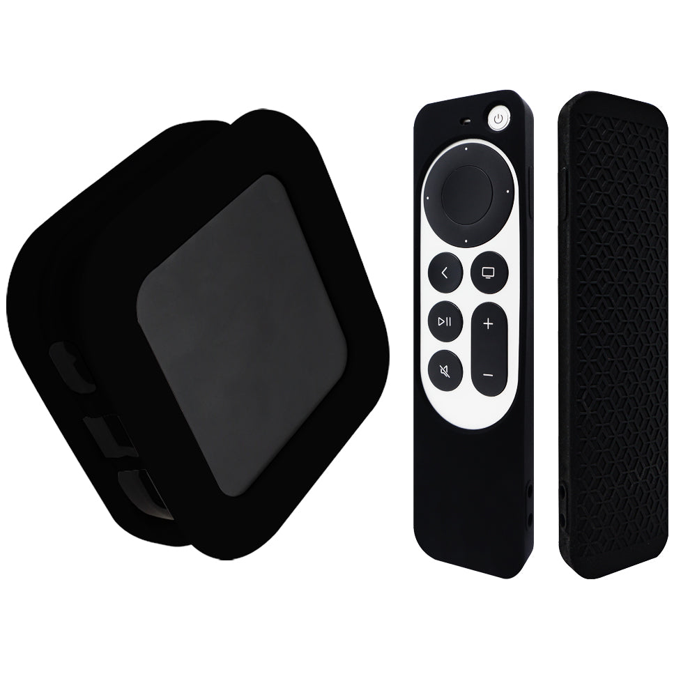 2Pcs / Set For Apple TV 4K 2022 Folding Style Soft Silicone Set-top Box Protective Cover + Remote Control Case