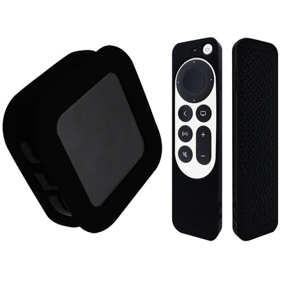 2Pcs / Set For Apple TV 4K 2022 Folding Style Soft Silicone Set-top Box Protective Cover + Remote Control Case