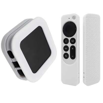 2Pcs / Set For Apple TV 4K 2022 Folding Style Soft Silicone Set-top Box Protective Cover + Remote Control Case