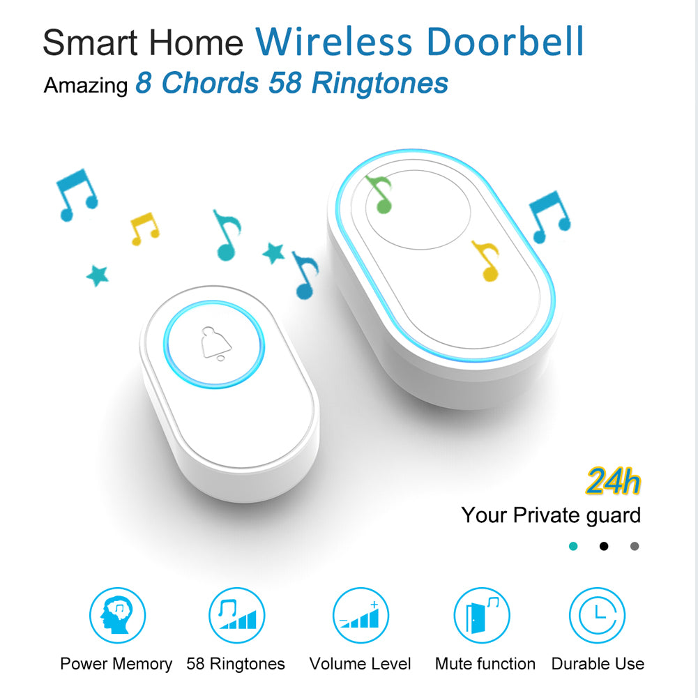 L019 Tuya App WiFi Doorbell Alarm System Home Intelligent Wireless Doorbell, 1 Transmitter+1 Receiver