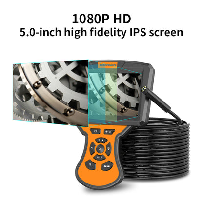 M50 10m Hard Wire 5 IPS Screen Endoscope Camera 5.5mm Len Industrial Borescope with 6 LED Lights