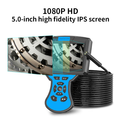 M50 10m Hard Wire 5 IPS Screen Endoscope Camera 5.5mm Len Industrial Borescope with 6 LED Lights