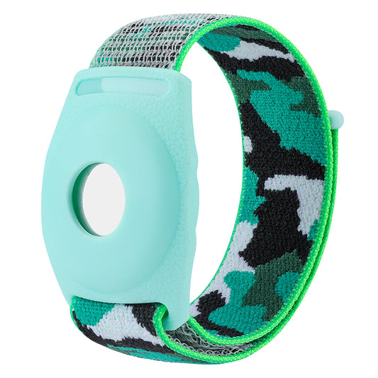 For Apple AirTag Bluetooth Tracker TPU Case with Loop Fastener Nylon Strap Wrist Band, Kids Type