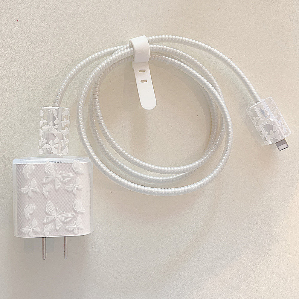 Transparent TPU Case for iPhone 18W / 20W Charger Adapter Protector Set with Charging Cable Connector Cover