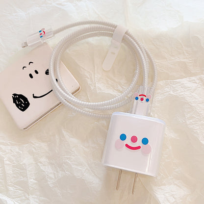 Transparent TPU Case for iPhone 18W / 20W Charger Adapter Protector Set with Charging Cable Connector Cover