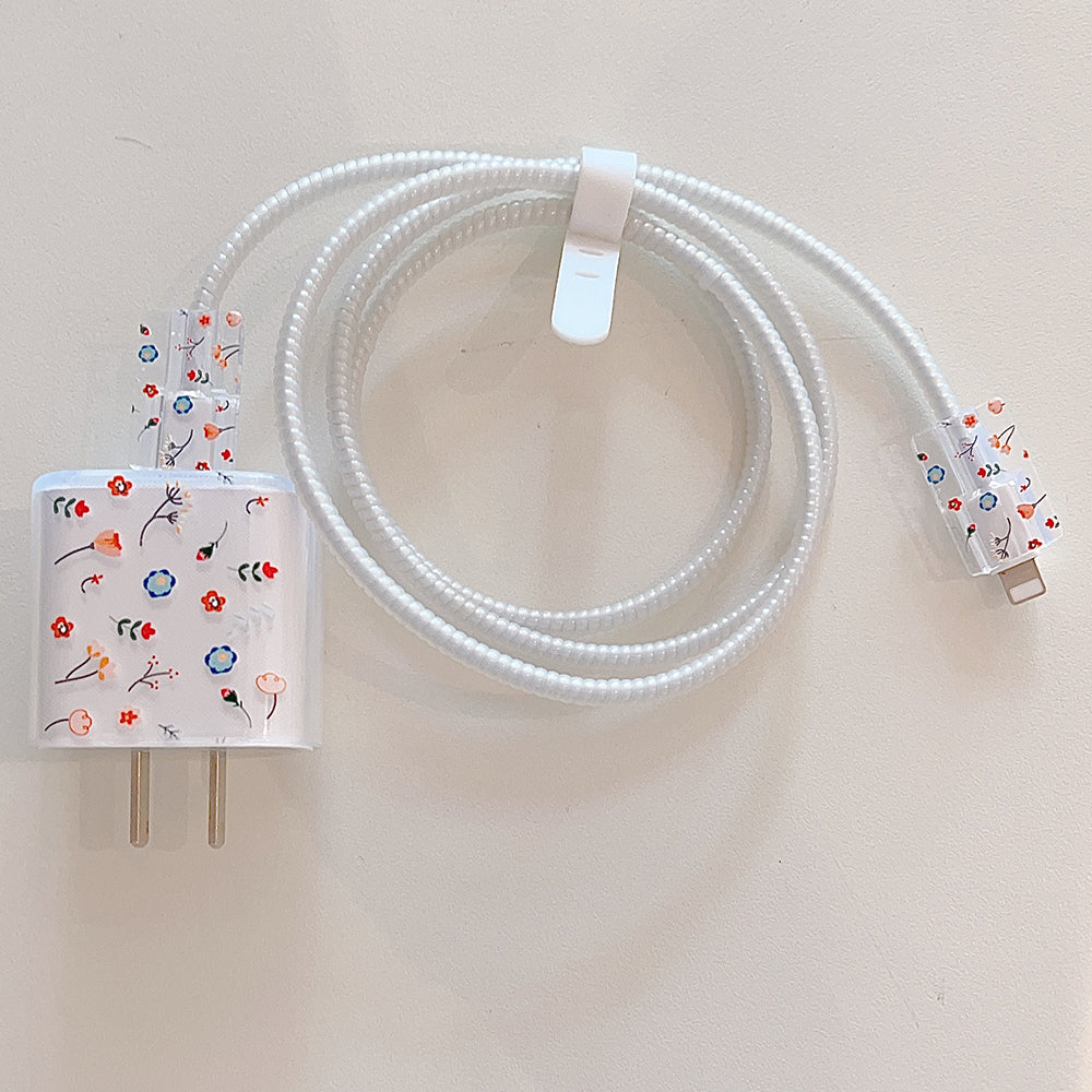 Transparent TPU Case for iPhone 18W / 20W Charger Adapter Protector Set with Charging Cable Connector Cover