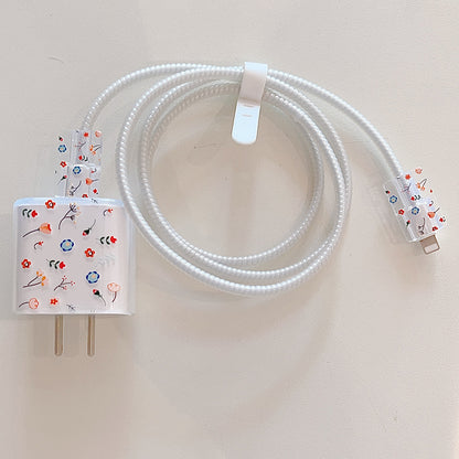 Transparent TPU Case for iPhone 18W / 20W Charger Adapter Protector Set with Charging Cable Connector Cover