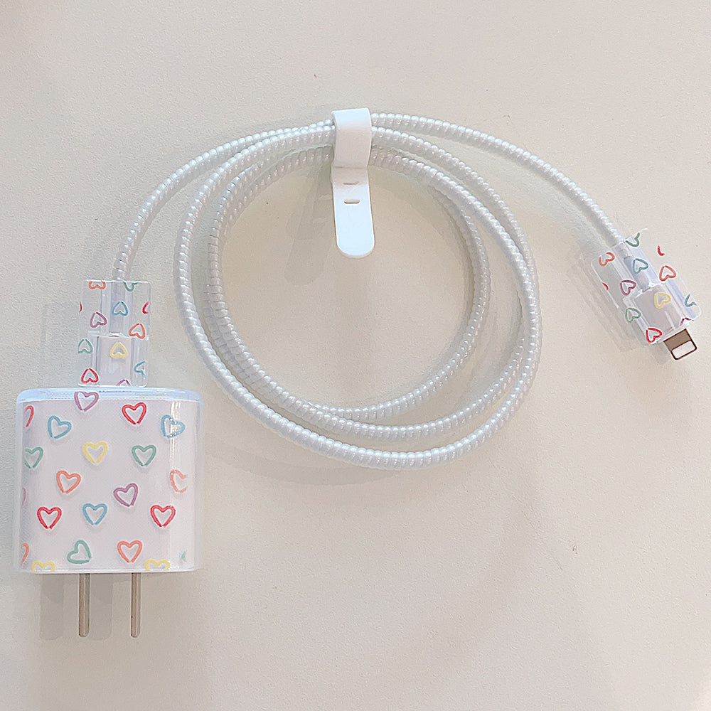 Transparent TPU Case for iPhone 18W / 20W Charger Adapter Protector Set with Charging Cable Connector Cover