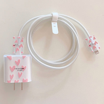 Transparent TPU Case for iPhone 18W / 20W Charger Adapter Protector Set with Charging Cable Connector Cover