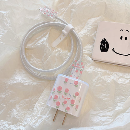 Transparent TPU Case for iPhone 18W / 20W Charger Adapter Protector Set with Charging Cable Connector Cover