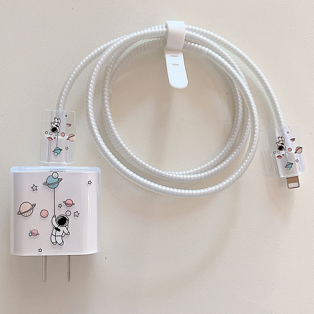 Transparent TPU Case for iPhone 18W / 20W Charger Adapter Protector Set with Charging Cable Connector Cover