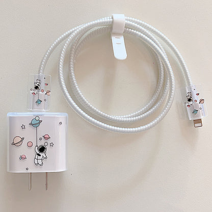 Transparent TPU Case for iPhone 18W / 20W Charger Adapter Protector Set with Charging Cable Connector Cover