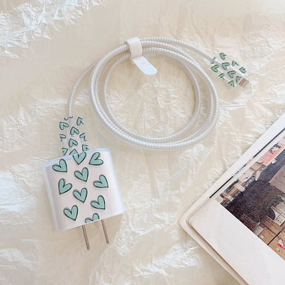 Transparent TPU Case for iPhone 18W / 20W Charger Adapter Protector Set with Charging Cable Connector Cover