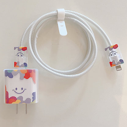Transparent TPU Case for iPhone 18W / 20W Charger Adapter Protector Set with Charging Cable Connector Cover