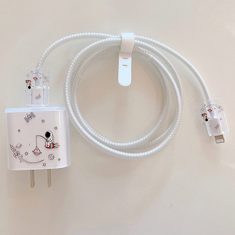 Transparent TPU Case for iPhone 18W / 20W Charger Adapter Protector Set with Charging Cable Connector Cover