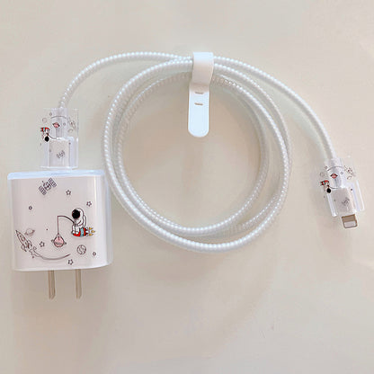 Transparent TPU Case for iPhone 18W / 20W Charger Adapter Protector Set with Charging Cable Connector Cover