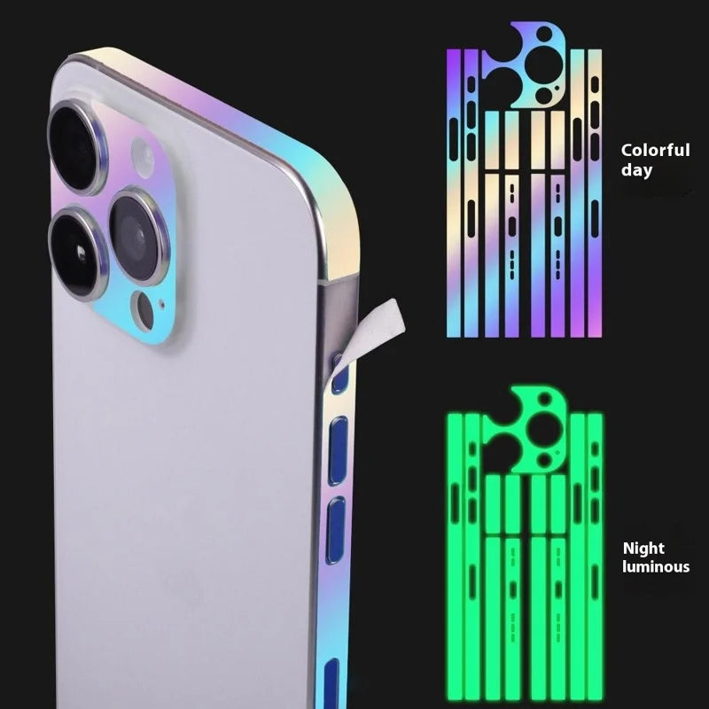 Phone Frame Film for iPhone 15 Pro Max Luminous Edge Protector Sticker Scratch Resistant Side Film