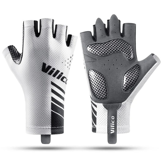 VILICO A0132 Shock Absorbing Cycling Gloves Anti Slip Fingerless Mittens for Outdoor Sports , Size L / White