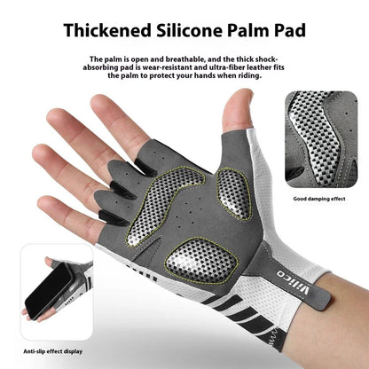VILICO A0132 Shock Absorbing Cycling Gloves Anti Slip Fingerless Mittens for Outdoor Sports , Size L / White