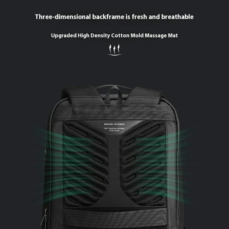 MARK RYDEN Men Laptop Backpack Waterproof Travel Shoulder Bag with External Charging Port