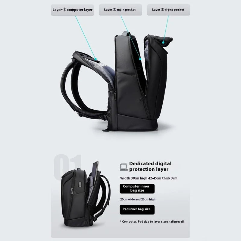 MARK RYDEN MR9031YSJ 30L Large Capacity Men Backpack with External USB Port Laptop Shoulder Bag