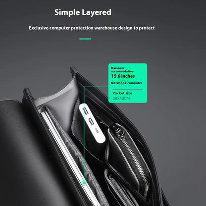 MARK RYDEN MR6602 Men Travel Backpack Leather + Oxford Cloth Large Capacity Laptop Storage Daypack