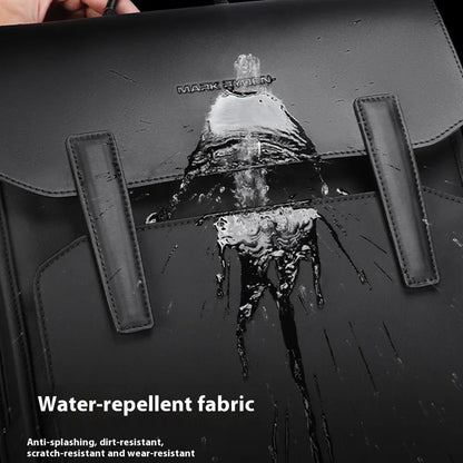 MARK RYDEN MR6602 Men Travel Backpack Leather + Oxford Cloth Large Capacity Laptop Storage Daypack