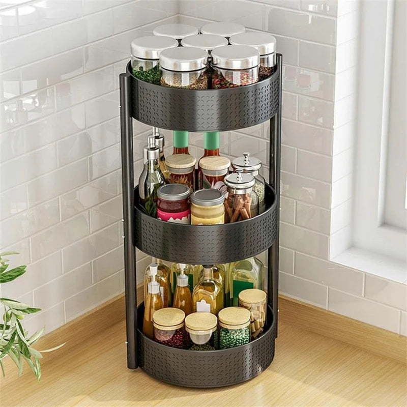 3 Tier Rotating Spice Rack Kitchen Countertop Organizer 360 Degree Turntable Storage Shelf