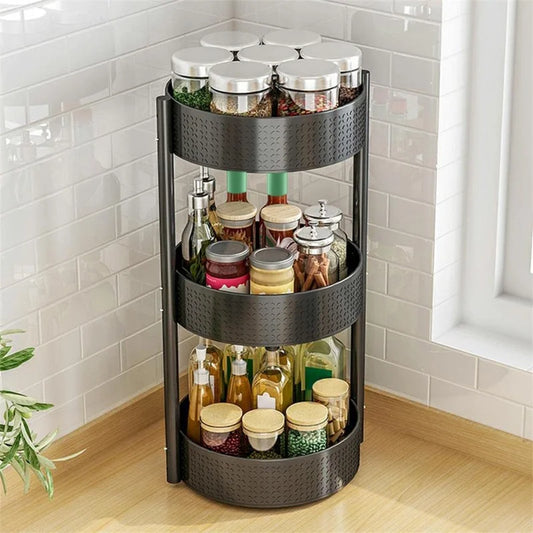 3 Tier Rotating Spice Rack Kitchen Countertop Organizer 360 Degree Turntable Storage Shelf