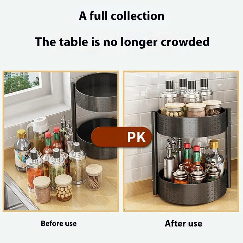 3 Tier Rotating Spice Rack Kitchen Countertop Organizer 360 Degree Turntable Storage Shelf