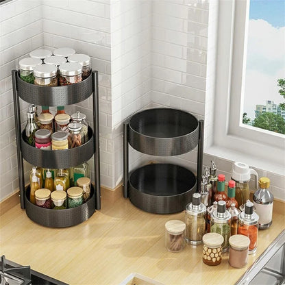 3 Tier Rotating Spice Rack Kitchen Countertop Organizer 360 Degree Turntable Storage Shelf