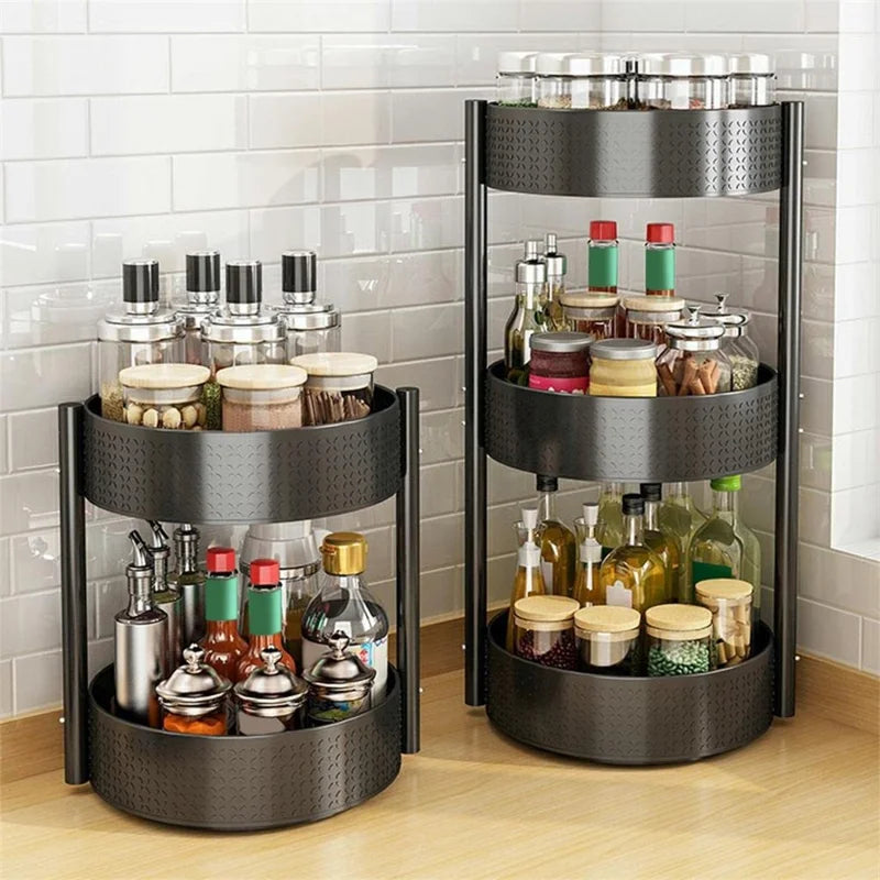 3 Tier Rotating Spice Rack Kitchen Countertop Organizer 360 Degree Turntable Storage Shelf
