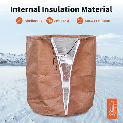 Plant Pot Cover Winter Protection Bag Frost Guard Cover with Zipper Drawstring, 40x40cm