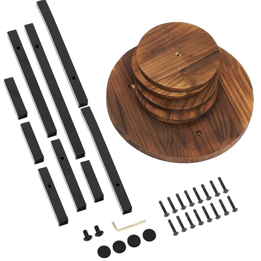 Four-Tier Plant Stand Wood+Metal Living Room Balcony Succulent Flower Pot Holder Display Rack